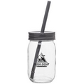 16 Oz. Storm Gray Mason Jar W/Color Lid